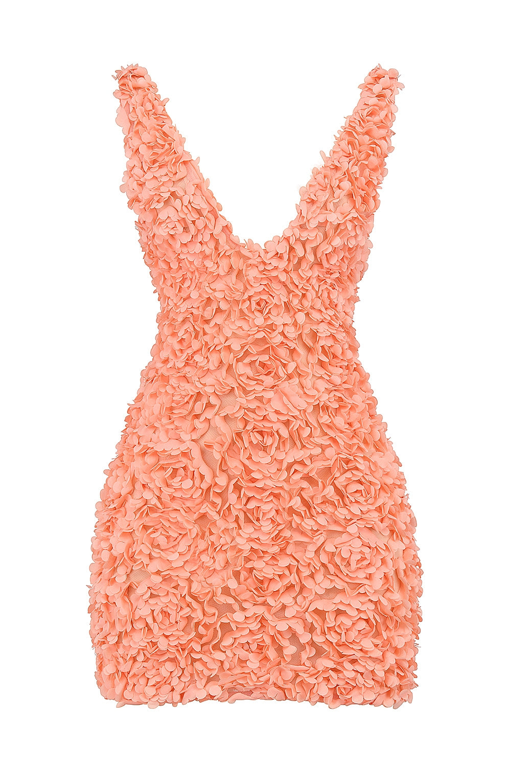 sorbet plunge floral appliqué mini dress