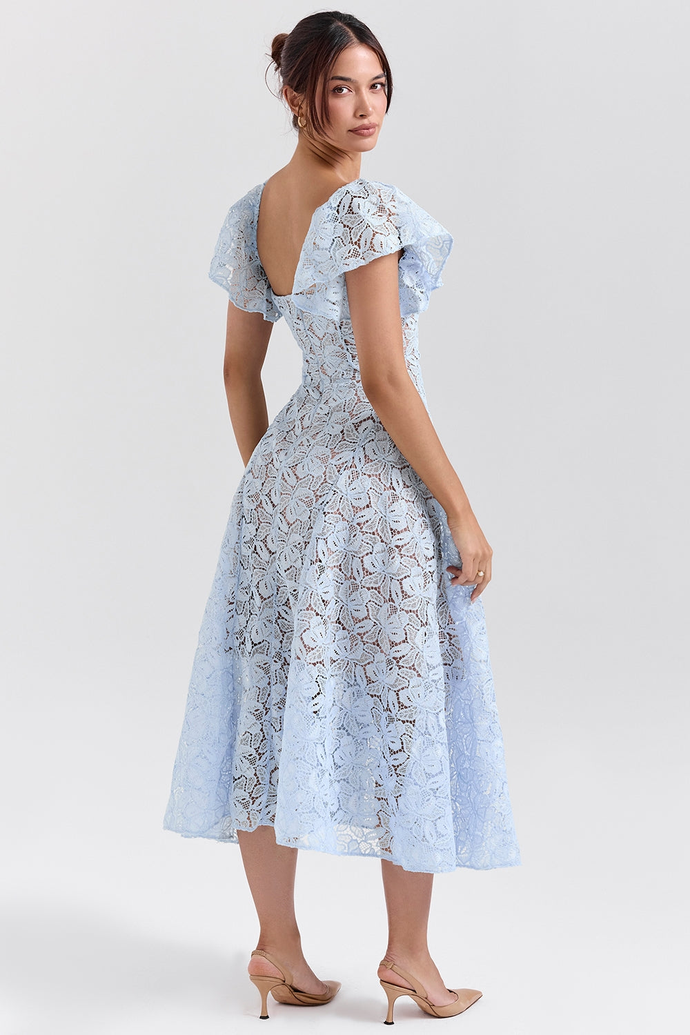 bluebell floral lace midi dress