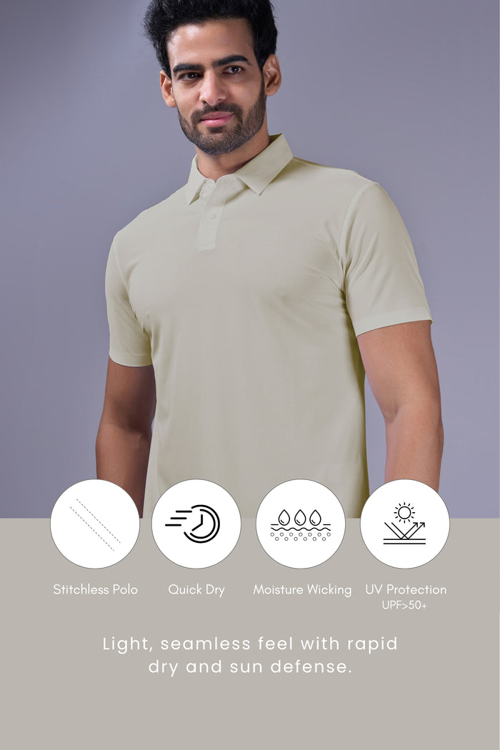 Beige - 2 Button Stitchless Polo