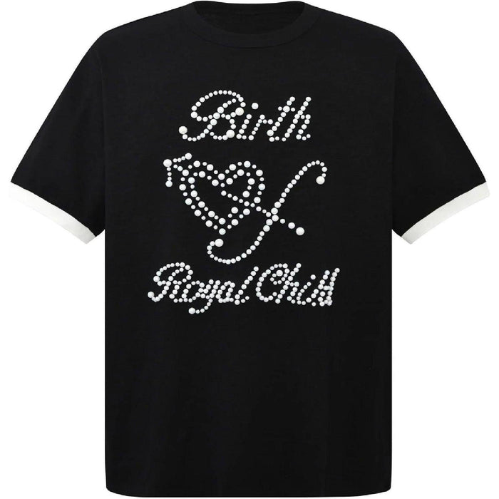 Birth of Royal Child Pearl Patchwork T-Shirt Black