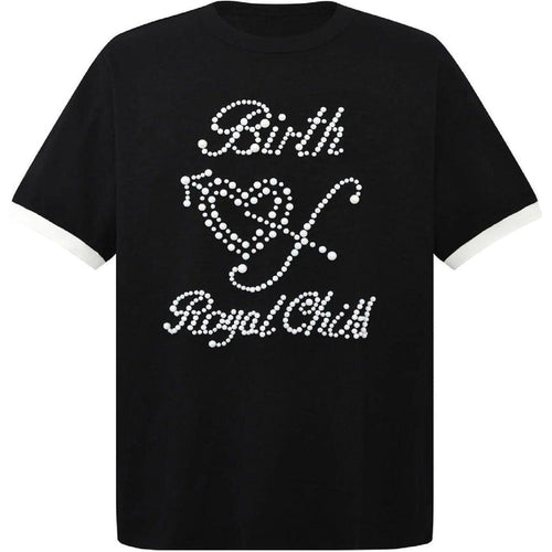 Birth of Royal Child Pearl Patchwork T-Shirt Black