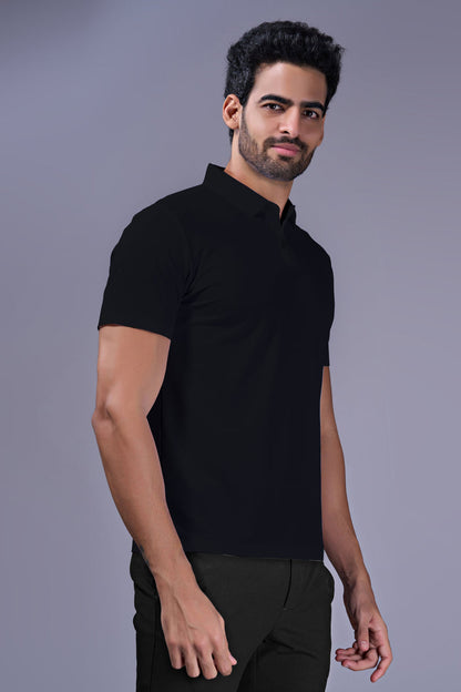 Black - 2 Button Stitchless Polo