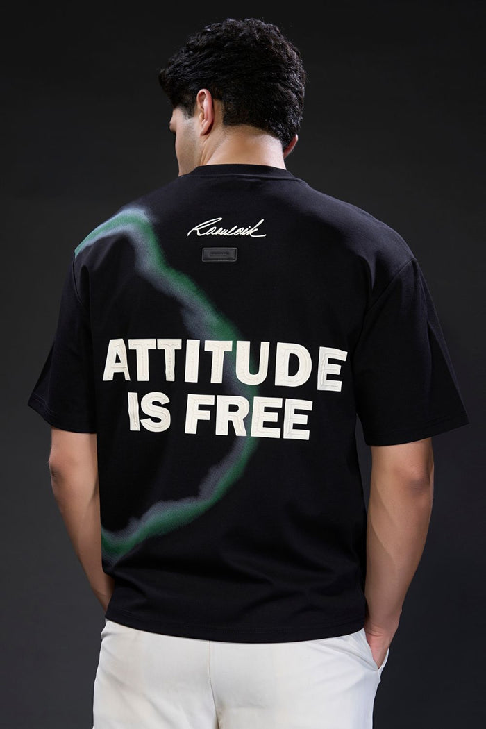 Black Attitude Print - Oversize T-shirt