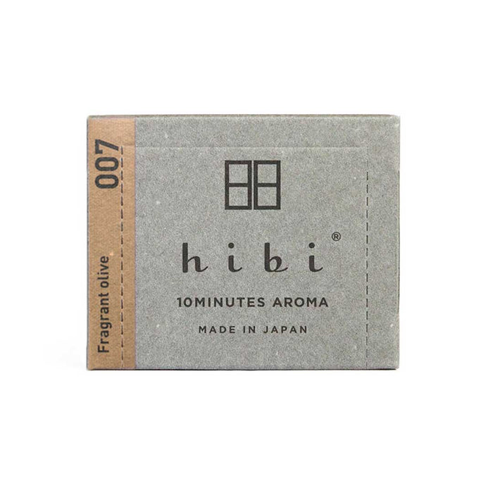 hibi 10 Minutes Aroma incense matches box, fragrant olive scent, front view