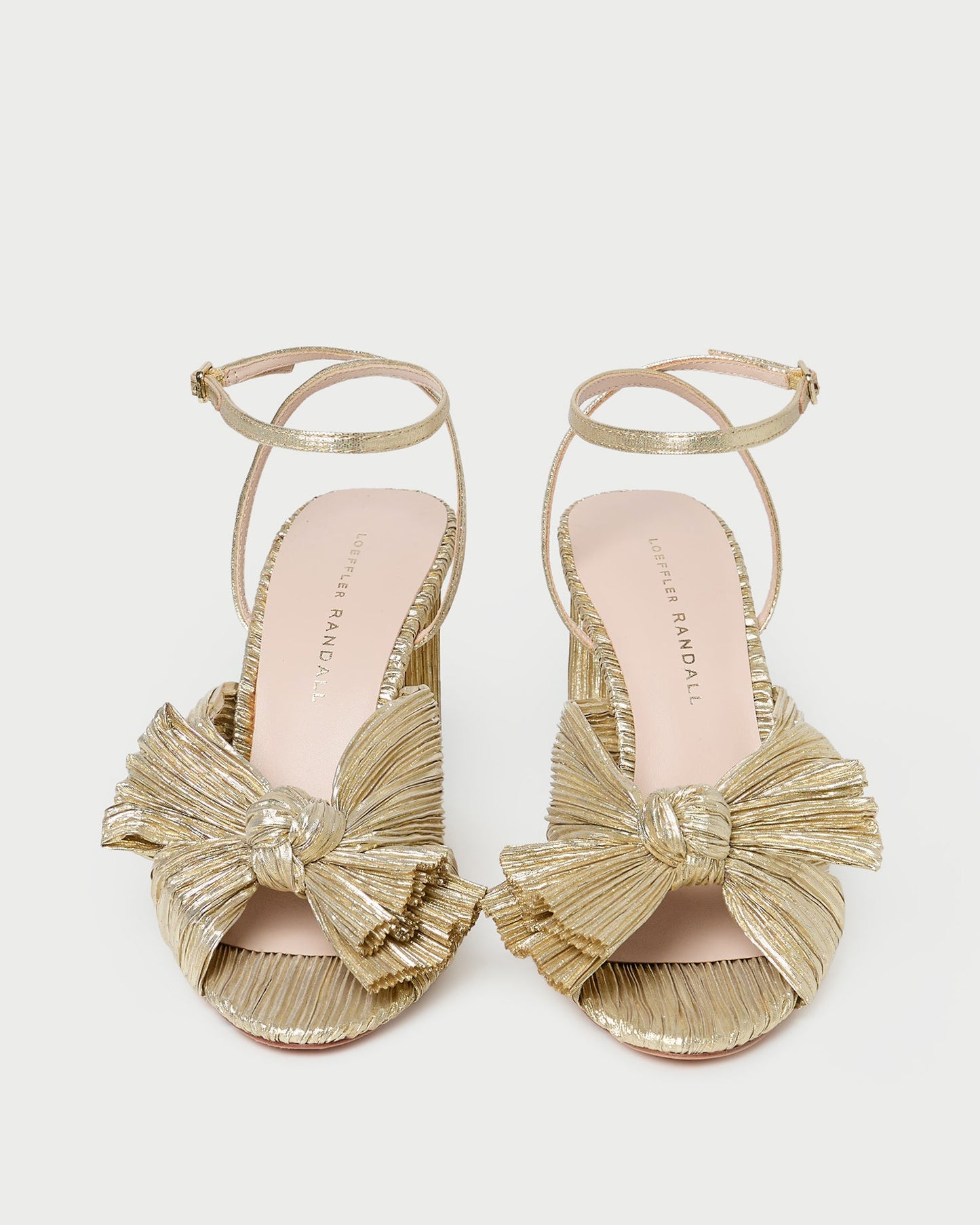 Camellia Gold Pleated Bow Heel
