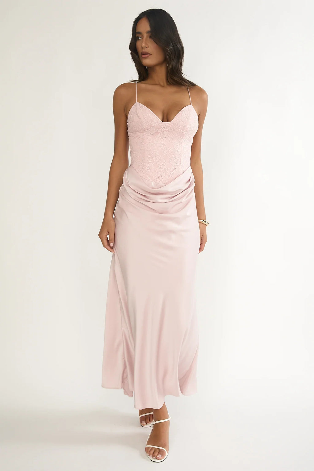 Faelis Draped Waist Maxi Dress Pink