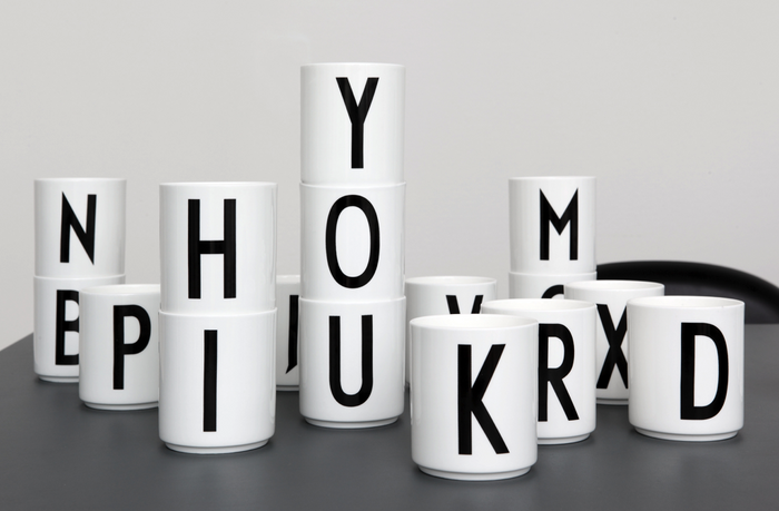 Design Letters, Design Letters Bone China Cups, B, Cups & Glasses, Arne Jacobsen,