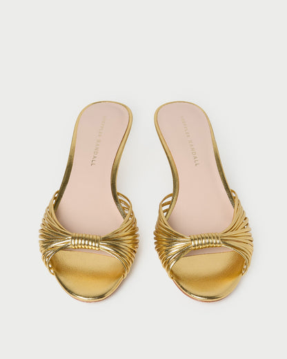Dixie Gold Leather Kitten Heel