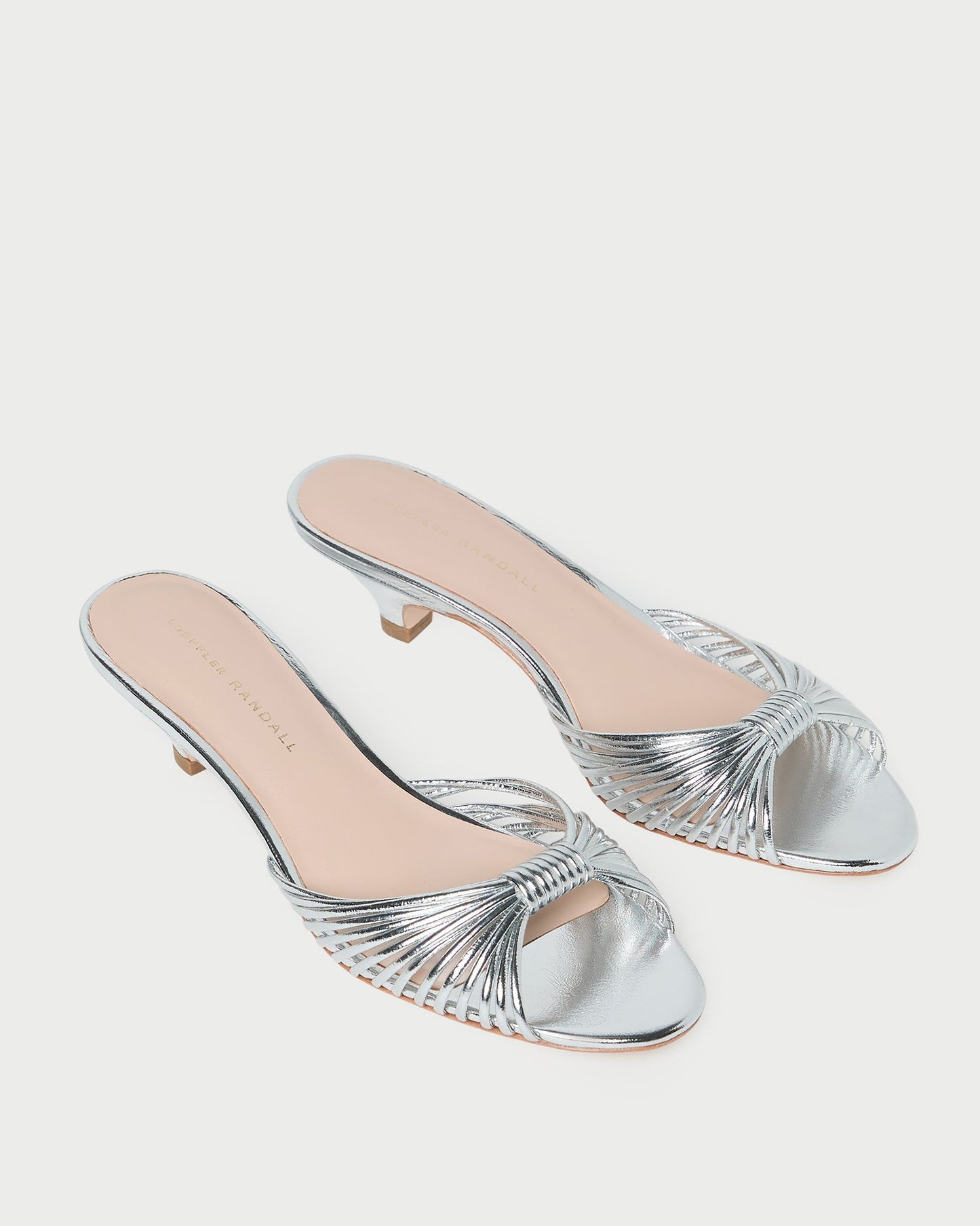Dixie Silver Leather Kitten Heel