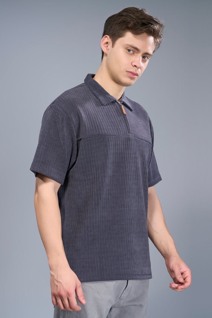 German Grey - Old Money Zip Polo Maxzone Clothing