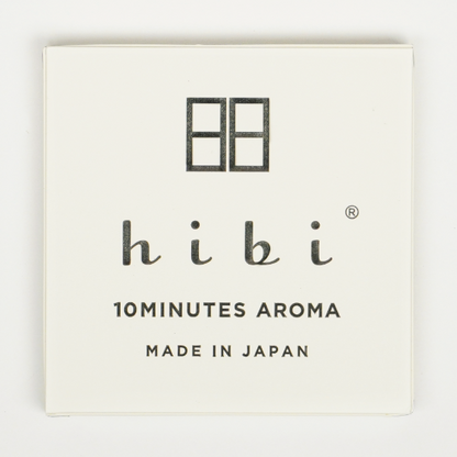 Hibi 10 Minutes Aroma Japanese incense matches white gift box, minimalist packaging made in Japan.