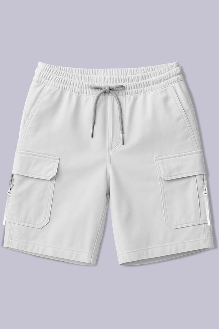 Grey  - Cargo Zip Pocket Shorts
