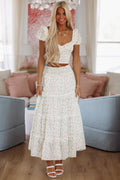 Adeline Crop Top and Maxi Skirt Set by Amy Jane London - White, Green and Red