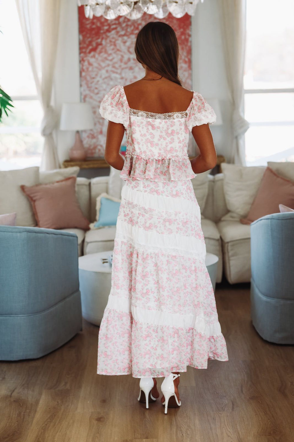 Enchanted Moments Top -  White and Pink