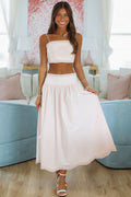 Petal Perfection Crop Top and Midi Skirt Set - Pink