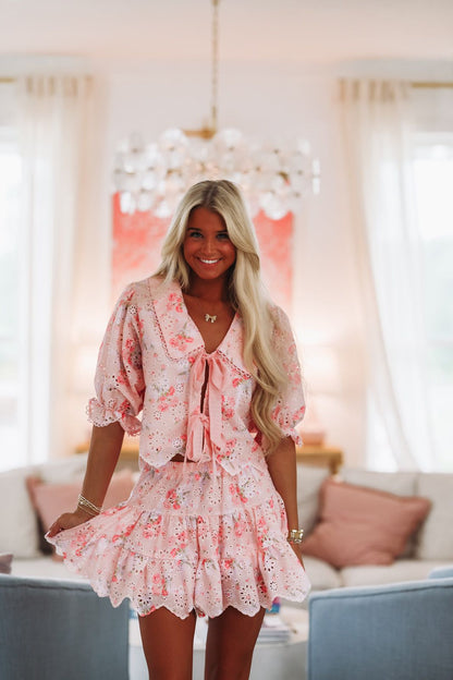 Heavenly Hues Top and Skirt Set - Pink