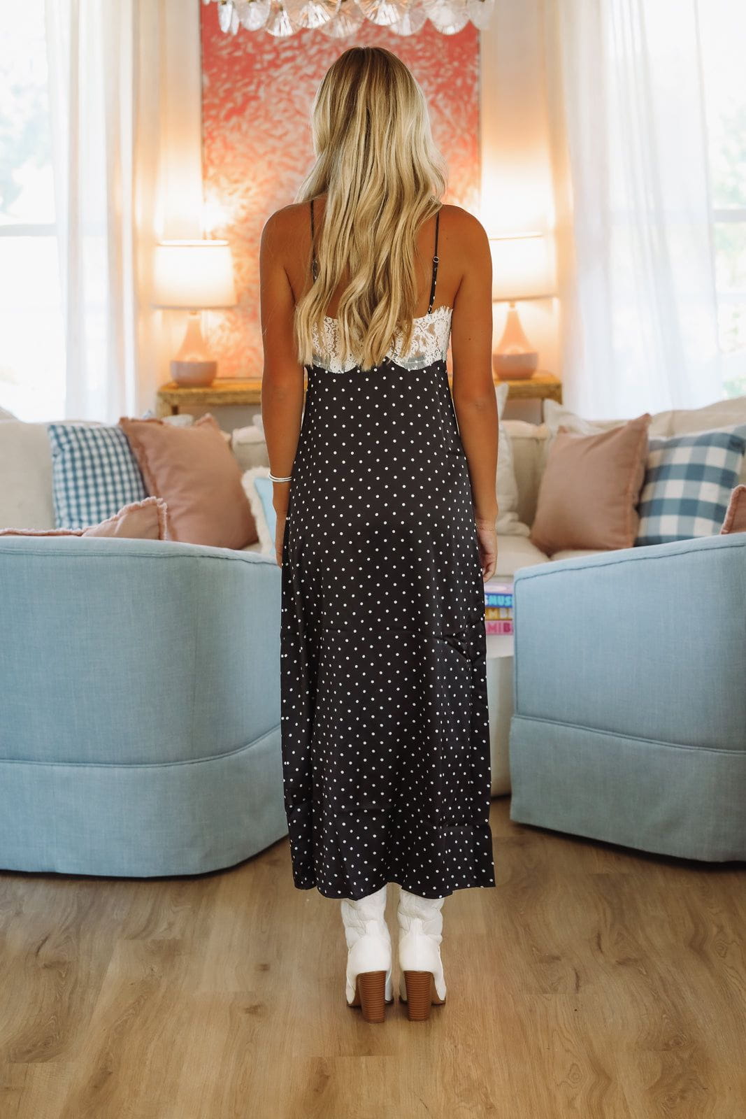 Polka Dot Queen Maxi Dress - Black and White