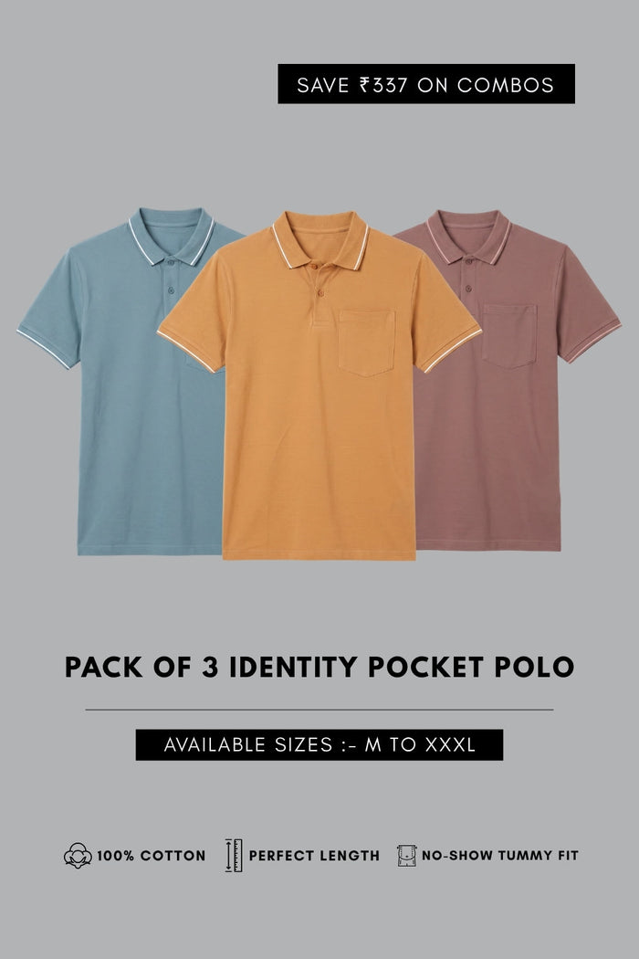 Identity Pocket Polo Combo of 3 T-shirt