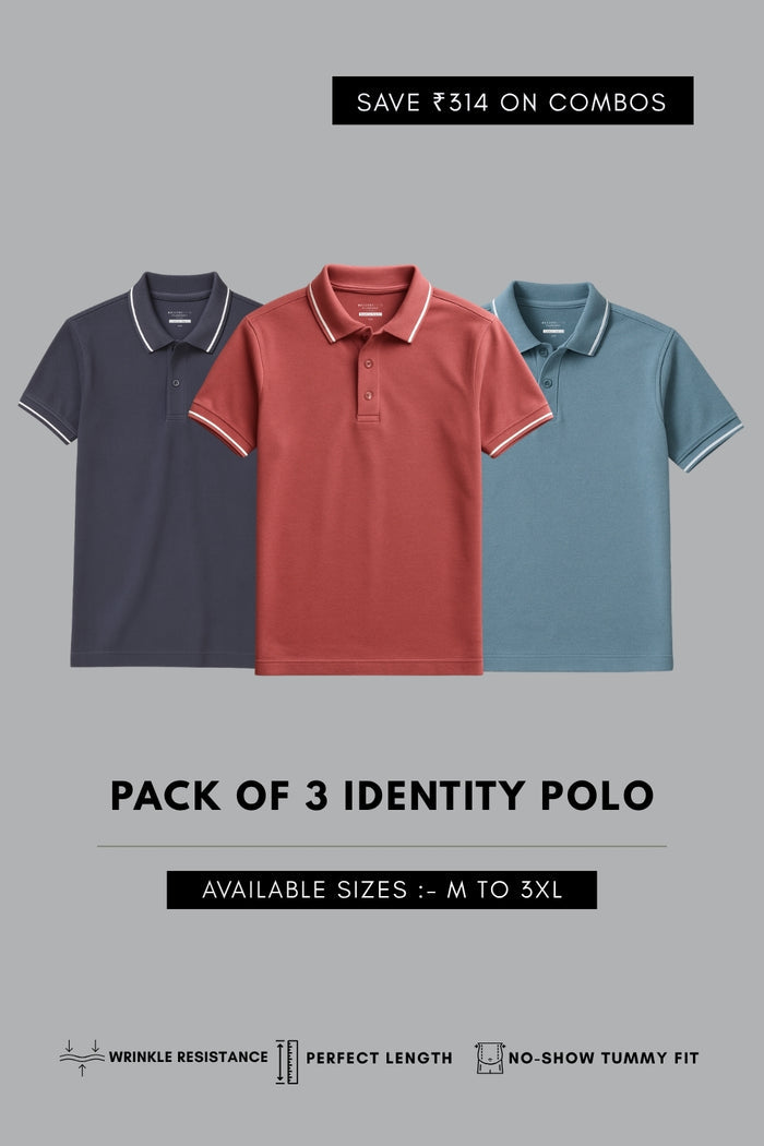Identity Polo 2.0 Combo of 3 T-shirt