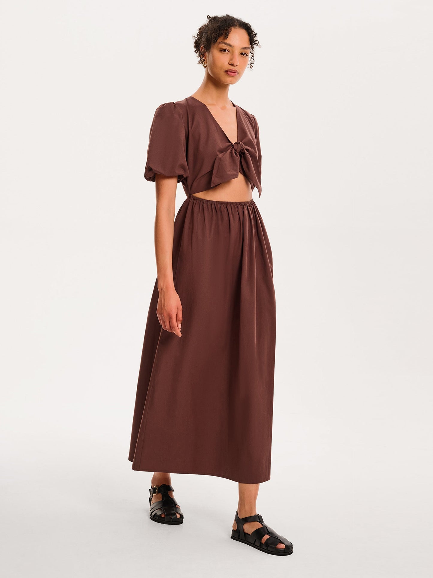 Joy Midi Dress in Chocolate