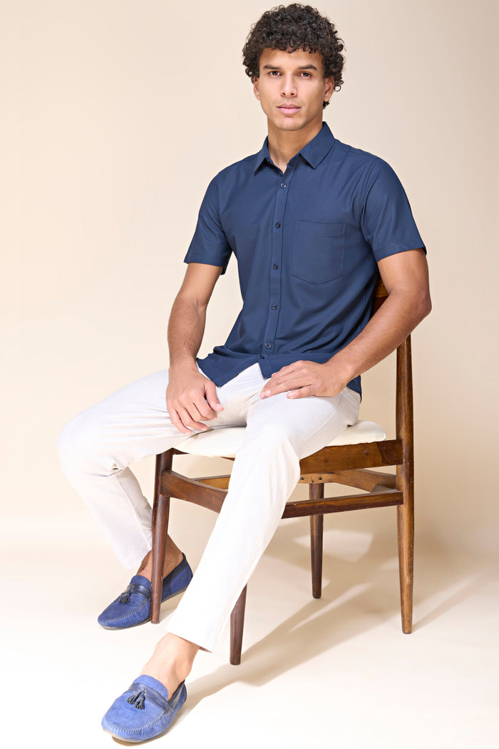 Navy - Smart Tech Pocket Shirt Maxzone Clothing M