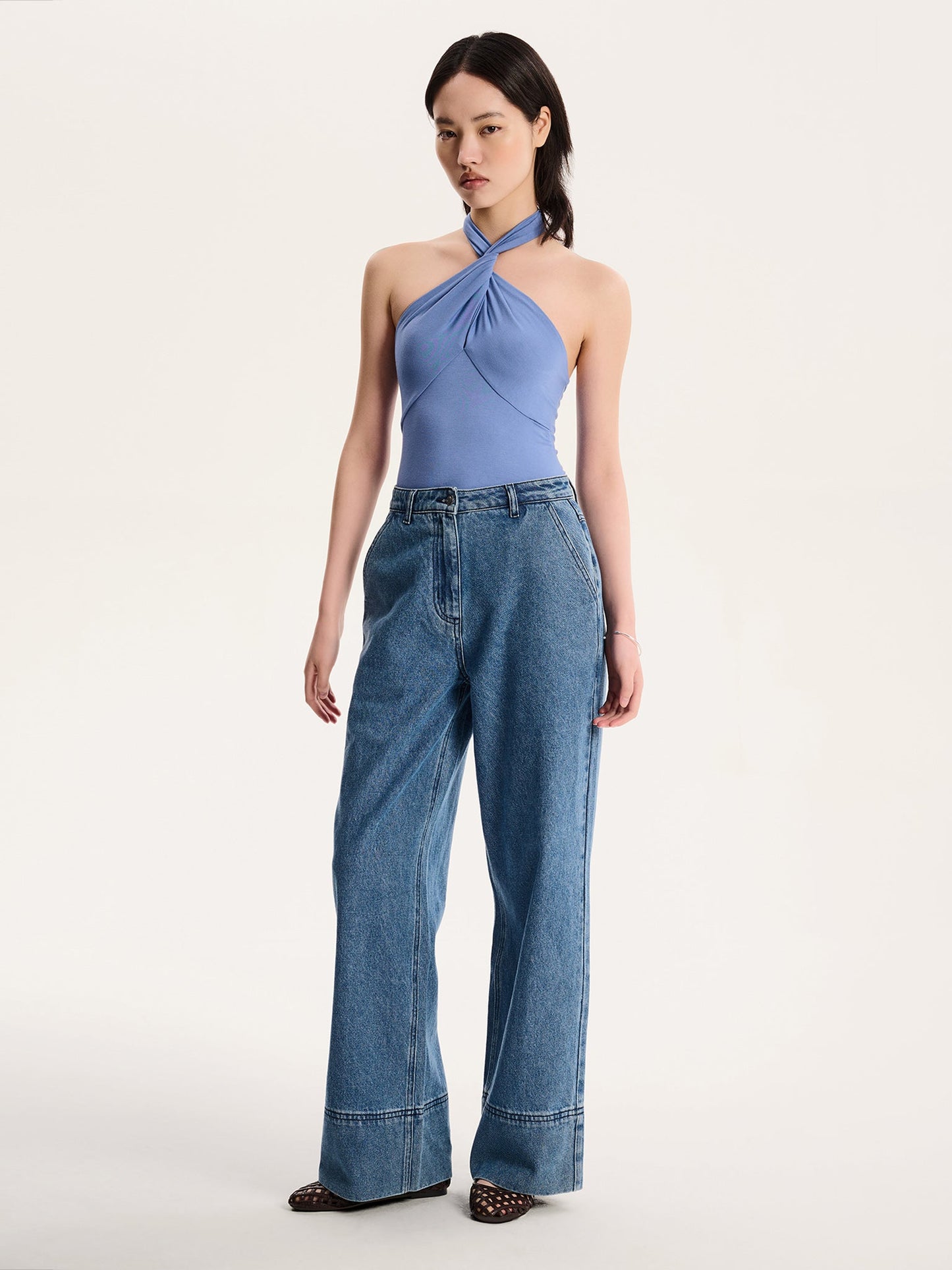 Nelson Halter Neck Top in Blue