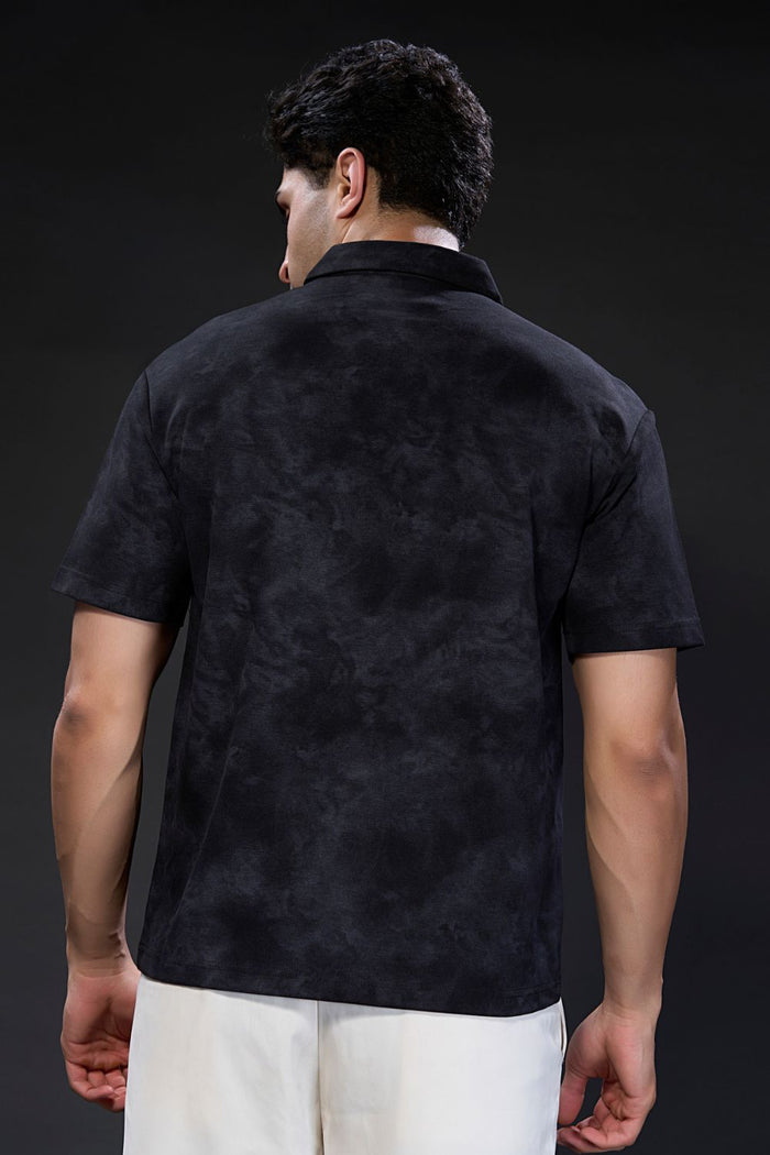 Old Money Knit Polo - Black Plain All Over Print