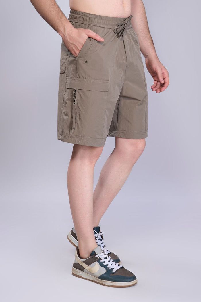 Olive  -  Cargo Zip Pocket Shorts
