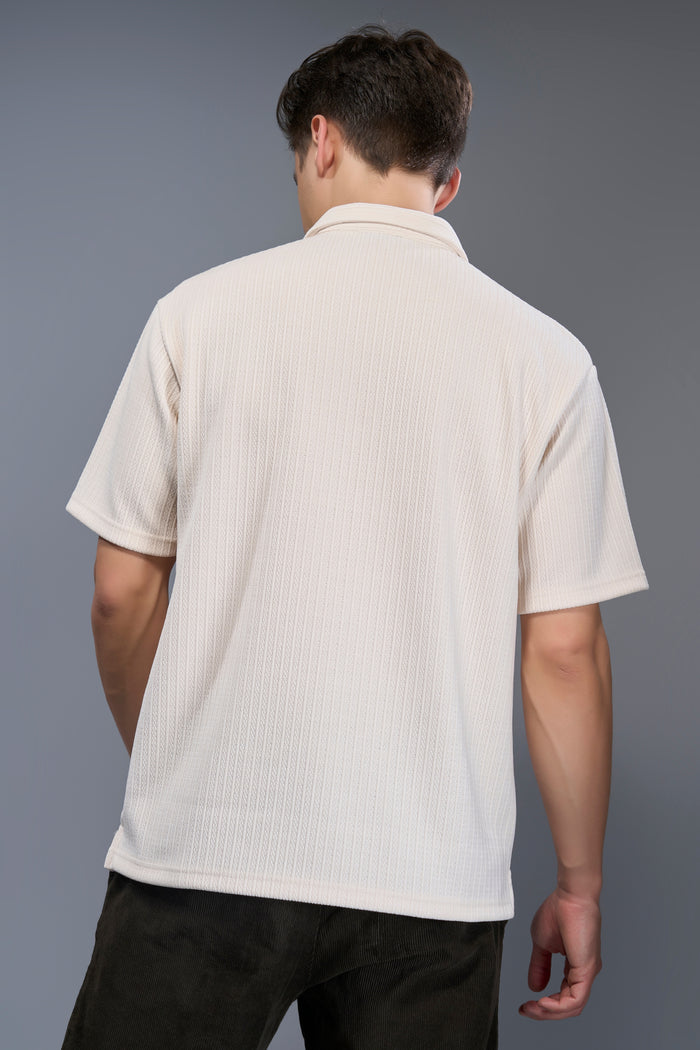 Powder White - Old Money Zip Polo Maxzone Clothing