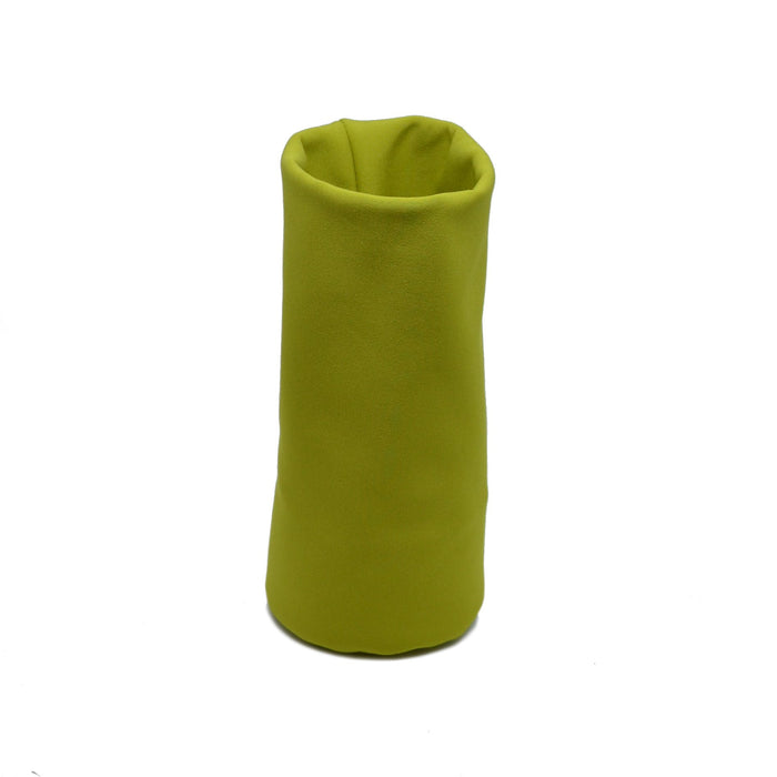 Chartreuse lime soft fabric desk organizer, minimalist multifunctional holder for pens, glasses, or office accessories, modern soft container for desk organization.