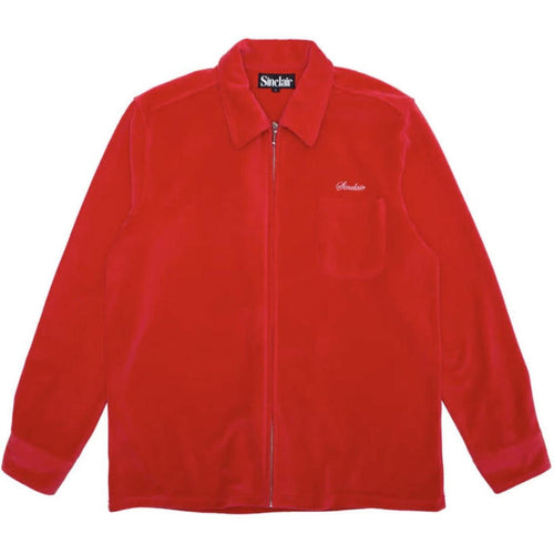 Sinclair Velour Zip Shirt Red