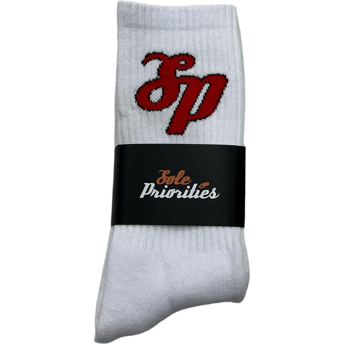 Sole Priorities Socks White/Cardinal Red