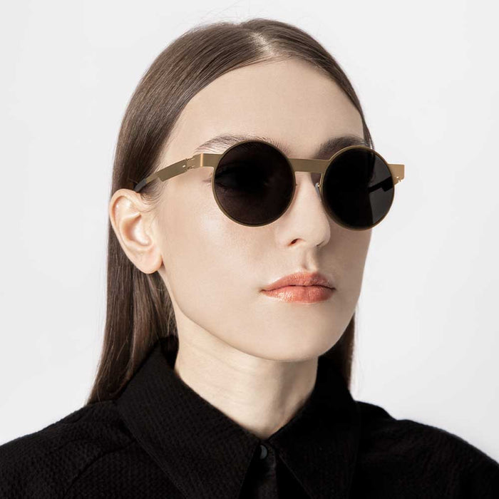 The No. 2, Sunglasses #2.1, Round, gold, Size, Small, Sunglasses,