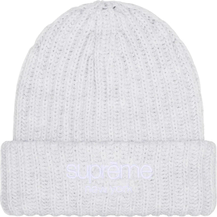 Supreme Chunky Rib Classic Logo Beanie Ash Grey