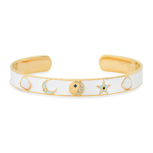 Celestial Motif Enamel Cuff Bracelet
