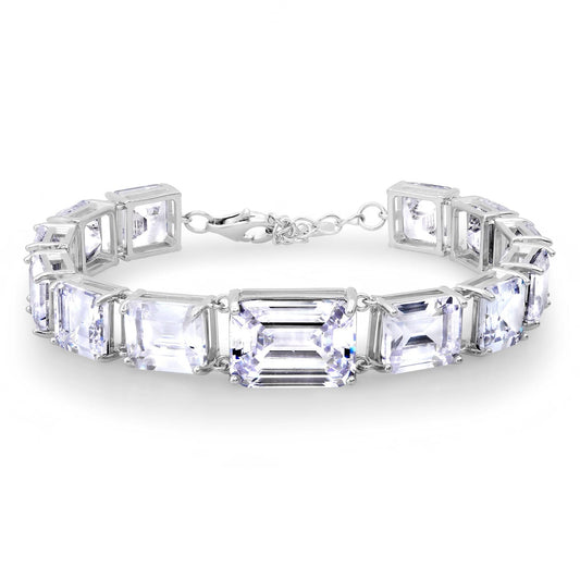 Clear Chunky Emerald Cut Glass Bracelet