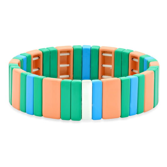 Rectangular Multi-Colored Alloy Beaded Bracelet