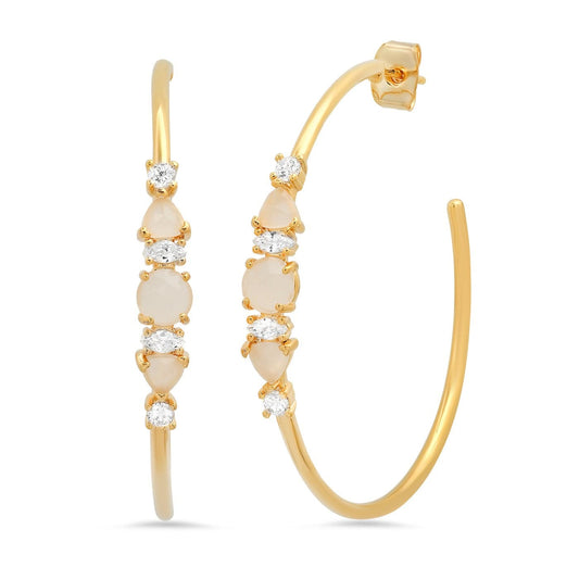 Cat's Eye And Cz Cluster Hoops