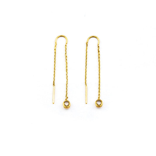 Chain Threader Earrings With Circle Charm