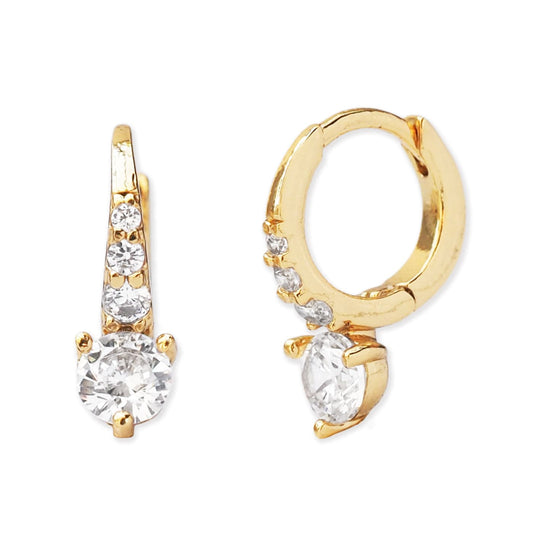 CZ Drop Huggie Earrings