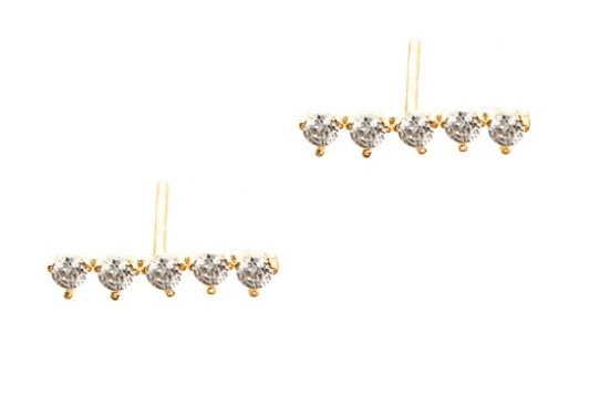 Five-Stone Bar Stud Earrings