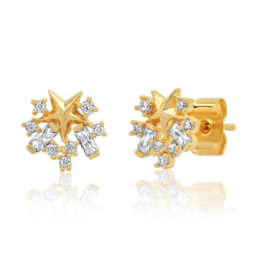 Golden Star Baguette CZ Clusters