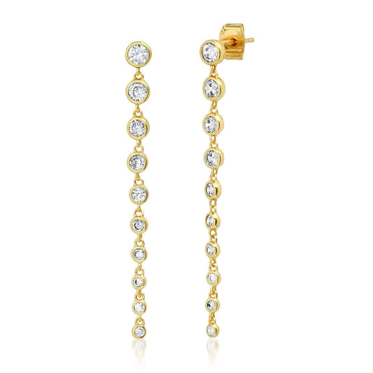 Graduated Bezel Set Linear CZ Earrings