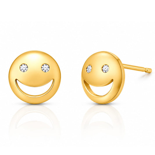 Simple Gold Smiley Face Post Earring