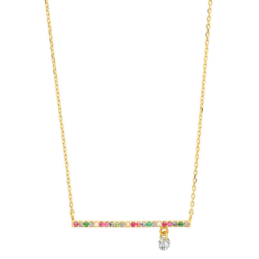 Gold-Plated Sterling Silver CZ Necklace – Ruby Red Stone