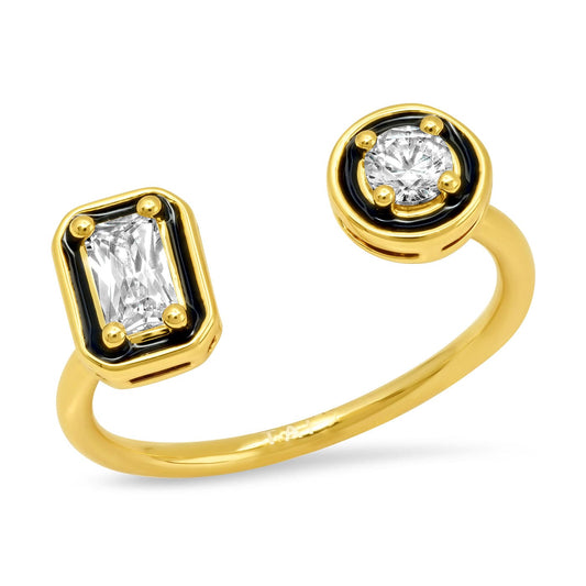 Duo Cut CZ Open Ring