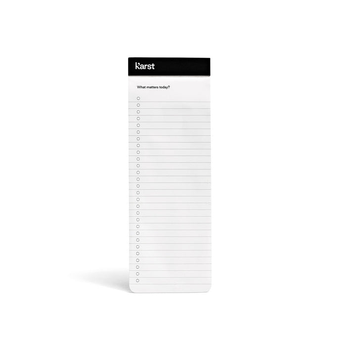 Karst Stone Paper Task Pad with minimalist lined checklist layout, eco-friendly tear-off to-do list notepad for daily planning, task management, and productivity organization.