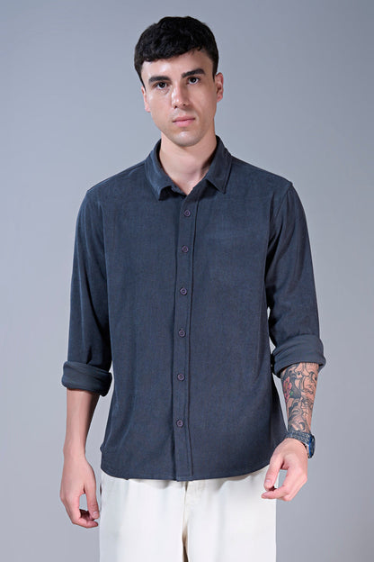 Teal Navy - Corduroy Shirt
