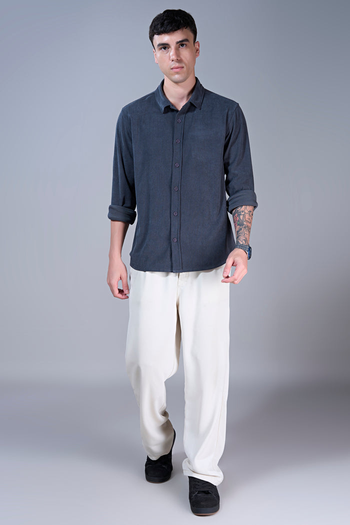 Teal Navy - Corduroy Shirt