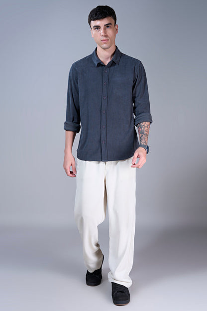 Teal Navy - Corduroy Shirt